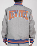 Heather Gray New York Knicks Pro Standard Crest Wool Varsity Jacket