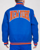 Royal Blue New York Knicks Pro Standard Crest Wool Varsity Jacket