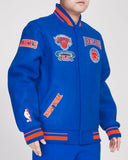Royal Blue New York Knicks Pro Standard Crest Wool Varsity Jacket