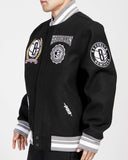 Black Brooklyn Nets Pro Standard Crest Wool Varsity Jacket