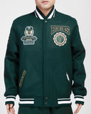 Dark Green Milwaukee Bucks Pro Standard Crest Wool Varsity Jacket