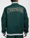 Dark Green Milwaukee Bucks Pro Standard Crest Wool Varsity Jacket