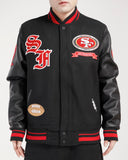 Black San Francisco 49ers Pro Standard Logo Mashup Wool Varsity Heavy Jacket