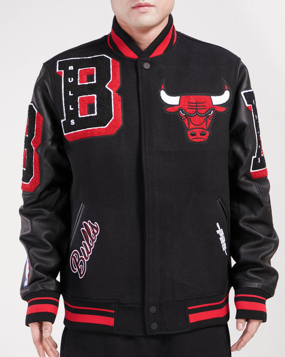 Black Chicago Bulls Pro Standard Mash-Up Wool Varsity Heavy Jacket