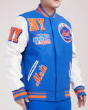 Royal Blue New York Mets Pro Standard Logo Mashup Wool Varsity Heavy Jacket