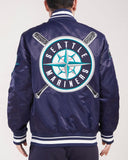 Navy Blue Seattle Mariners Pro Standard Logo Mashup Satin Jacket