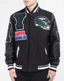 Black New York Jets Pro Standard Logo Mashup Wool Varsity Heavy Jacket