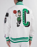 White Boston Celtics Pro Standard Logo Mashup Satin Jacket