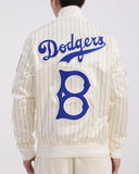 Off White Pinstripe Brooklyn Dodgers Pro Standard Retro Classic Satin Jacket