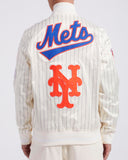 Off White Pinstripe New York Mets Pro Standard Retro Classic Satin Jacket