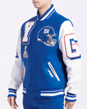 Royal Blue New York Giants Pro Standard Logo Mashup Rib Wool Varsity Heavy Jacket