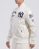 Off White Pinstripe New York Yankees Pro Standard Retro Classic Satin Jacket