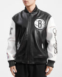 Black Brooklyn Nets City Signature Full Leather NBA Varsity Jacket