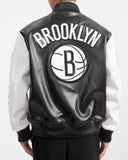 Black Brooklyn Nets City Signature Full Leather NBA Varsity Jacket