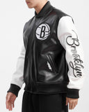 Black Brooklyn Nets City Signature Full Leather NBA Varsity Jacket