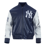 Navy Blue New York Yankees City Signature Full Leather MLB Varsity Jacket