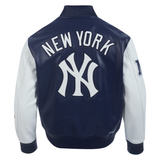 Navy Blue New York Yankees City Signature Full Leather MLB Varsity Jacket