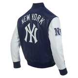 Navy Blue New York Yankees City Signature Full Leather MLB Varsity Jacket