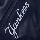 Navy Blue New York Yankees City Signature Full Leather MLB Varsity Jacket