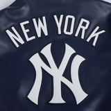 Navy Blue New York Yankees City Signature Full Leather MLB Varsity Jacket