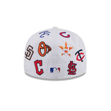 White MLB Teams All Over Logo Gray Bottom 59FIFTY New Era Fitted