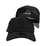 Black New York Yankees Gray Bottom 75th Anniversary New Era A-Frame Trucker 9Forty Snapback