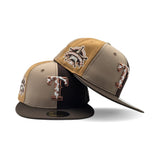 Pinwheel  Tan/Brown/Khaki Texas Rangers Cow Print Logo Brown Visor Gray Bottom 1995 All Star Game Side Patch New Era 59Fifty Fitted