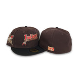 Dark Brown Kinston Indians Black Visor Red Bottom Kinston Side Patch New Era 59fifty Fitted