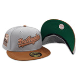 Gray Los Angeles Dodgers Toasted Peanut Visor Green Bottom 60th Anniversary Side Patch New Era 59Fifty Fitted