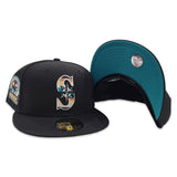 Black Seattle Mariners Aqua Bottom 30th Anniversary Side Patch New Era 59Fifty Fitted