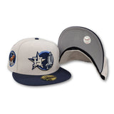 Stone Houston Astros Navy Blue Visor Gray Bottom Apollo 11 Side Patch New Era 59Fifty Fitted