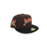 Dark Brown Kinston Indians Black Visor Red Bottom Kinston Side Patch New Era 59fifty Fitted