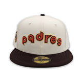 Off White San Diego Padres Brown Visor Green Bottom 50th Anniversary Side Patch New Era 59Fifty Fitted