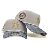 Off White New York Yankees Denim Brim Bottom 1949 World Series Side Patch New Era 9Forty Curved Brim Snapback