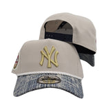 Off White New York Yankees Denim Brim Bottom 1949 World Series Side Patch New Era 9Forty Curved Brim Snapback