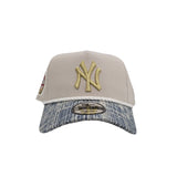 Off White New York Yankees Denim Brim Bottom 1949 World Series Side Patch New Era 9Forty Curved Brim Snapback