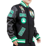 Black Boston Celtics Pro Standard Logo Mashup Wool Varsity Heavy Jacket