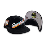 Black Velvet San Antonio Spurs Gray Bottom 50th Anniversary Side Patch New Era 59Fifty Fitted