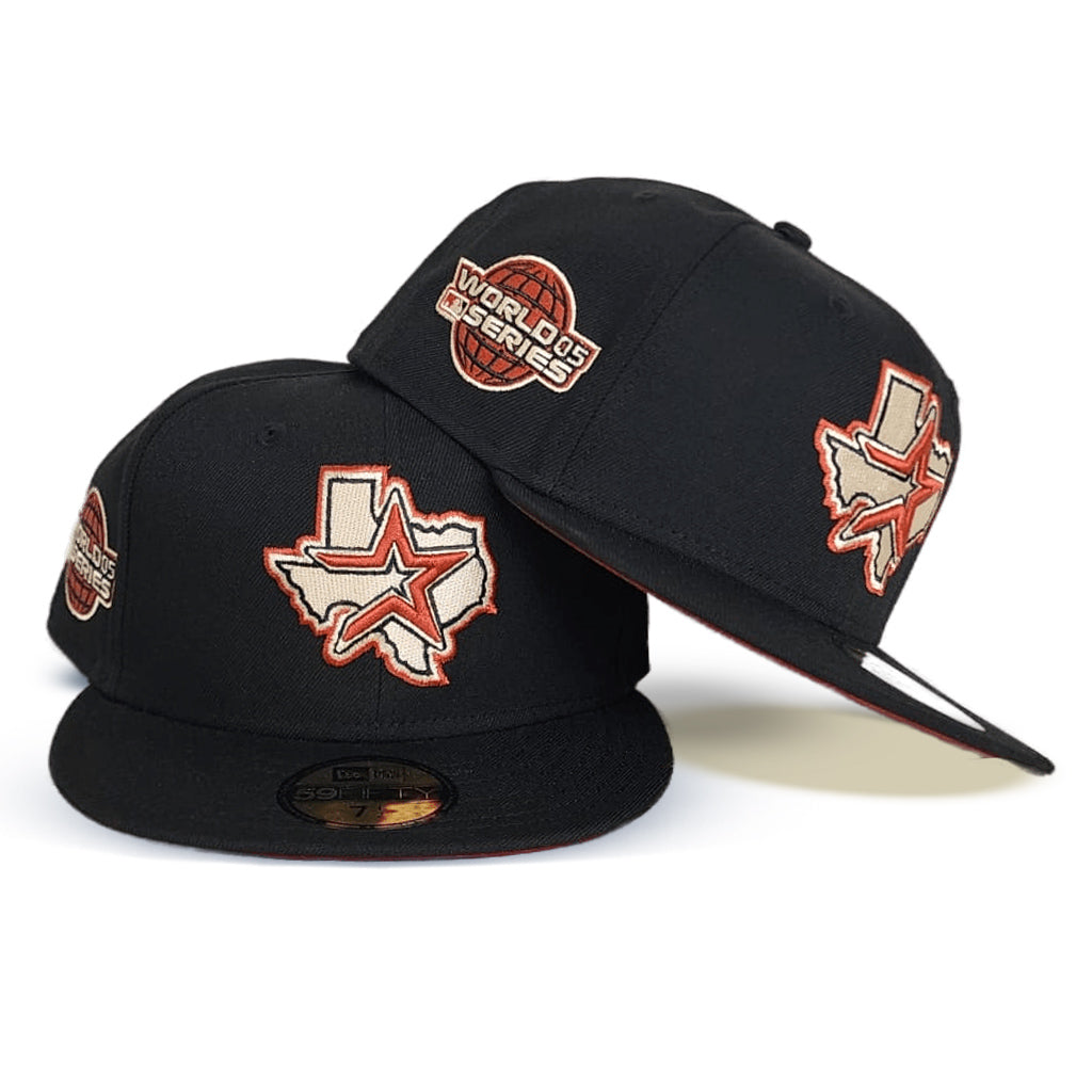 Black Houston Astros Brick Red Bottom 2005 World Series Side Patch New Era 59FIFTY Fitted 77/8