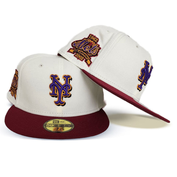 Burgundy New York Mets Pink Bottom 59fifty New Era Fitted Hat