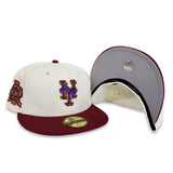 Off White New York Mets Burgundy Visor Gray Bottom 40th Anniversary Side Patch New Era 59Fifty Fitted