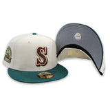 Off White Seattle Mariners Green Visor Gray Bottom 30th Anniversary Side Patch New Era 59Fifty Fitted