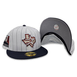 White Pinstripe Houston Astros Navy Blue Visor Gray Bottom 2000 Inaugural Season Side Patch New Era 59Fifty Fitted