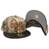 Real Tree Brooklyn Dodgers Black Visor Gray Bottom Ebbets Field Side Patch New Era 59Fifty Fitted
