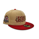 Vegas Gold San Francisco 49ers Red Visor Gray Bottom 60th Seasons Side Patch New Era 59Fifty Fitted