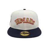 Off White Cleveland Indians Navy Blue Visor Gray Bottom 100 Seasons Side Patch 59fifty Fitted