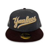 Dark Gray New York Yankees Brown Visor Gray Bottom 2000 World Series Side Patch New Era 59Fifty