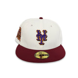 Off White New York Mets Burgundy Visor Gray Bottom 40th Anniversary Side Patch New Era 59Fifty Fitted