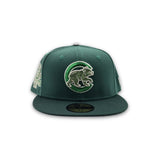 Emerald Green Chicago Cubs Dark Green Visor Gray Bottom 1990 All Star Game Side Patch New Era 59Fifty Fitted