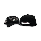 Black Los Angeles Dodgers Butterfly Logo Curved Brim Pink Bottom 50th Anniversary Side Patch New Era 9Forty Snapback